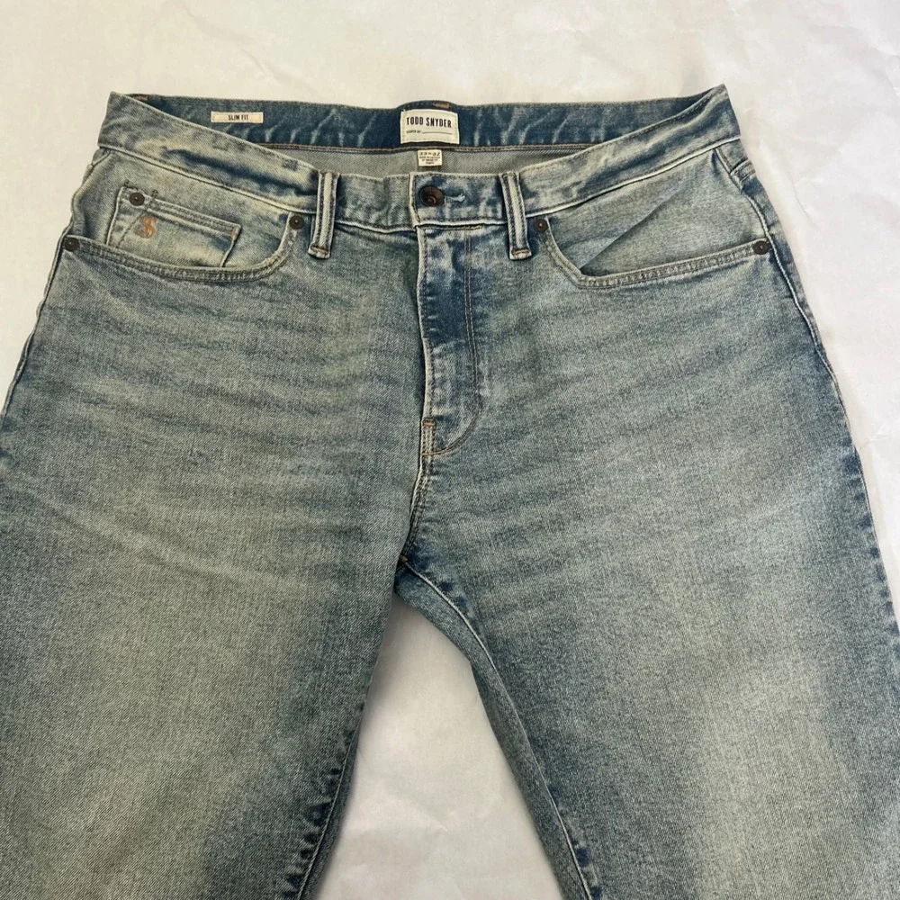 Todd Snyder Slim Fit Stretch 5 Pocket Jeans Mens 33x32 Light Wash Indigo Denim‎